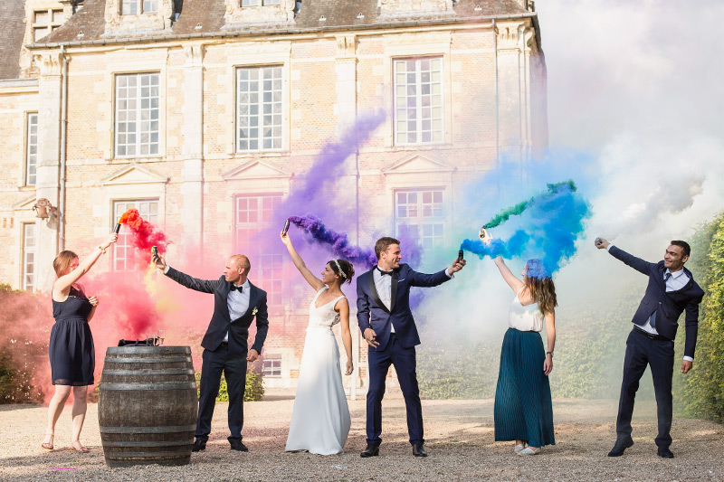 Photo mariage fumigènes