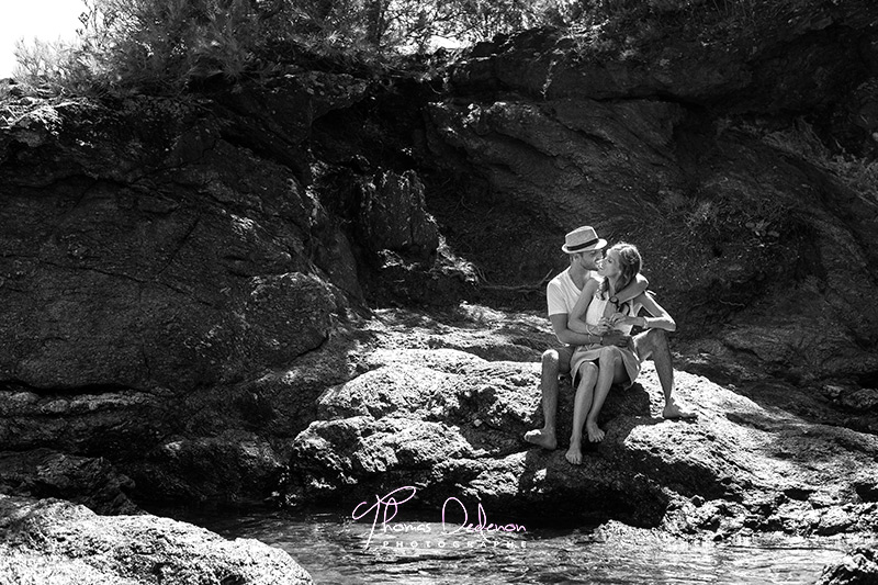 Photo de couple plage de pramousquier dans le var